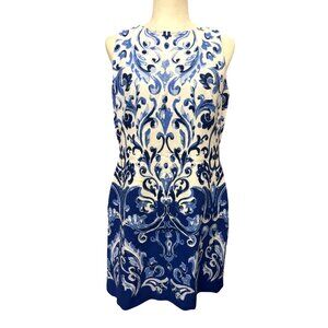 Lauren Ralph Lauren Sheath Dress  Blue & White Sleeveless Womens 12P Floral